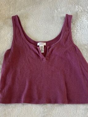 ADC Purple Ribbed Crop Tank Top